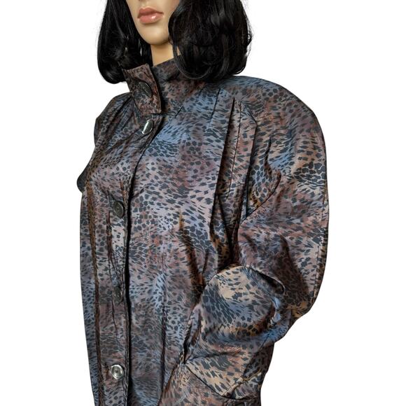 American Vtg Vision iridescent animal print wool lined trench coat XL - Picture 5 of 17
